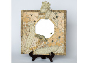 Interjero detalė-veidrodis.Keramika,sintetinė keramika,Swarovski kristalai.